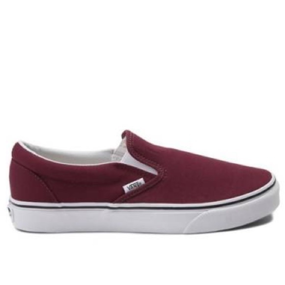 burgundy slip on vans
